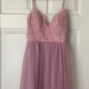 Lace and Tulle Pink Lavender Bridesmaid Dress